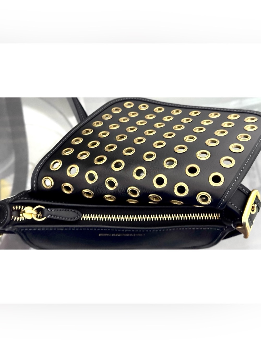 COACH Patricia Legacy BLACK Leather Crossbody Shoulder Bag 19 with Grommets - Picture 7 of 10